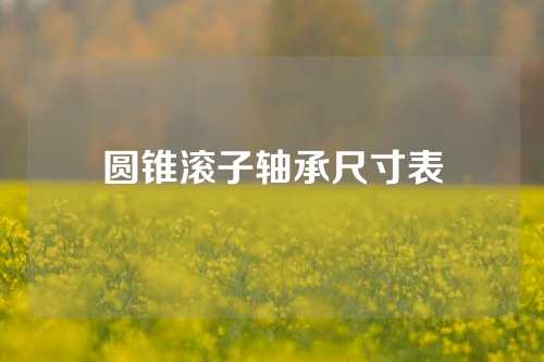 圓錐滾子軸承尺寸表