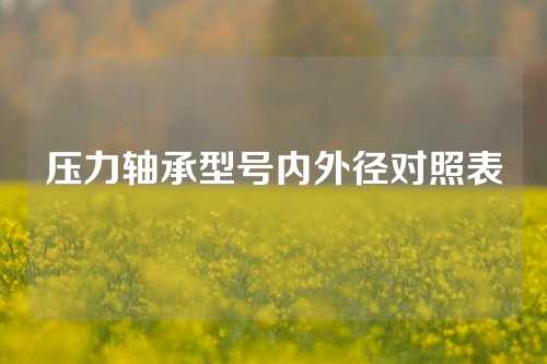 壓力軸承型號內(nèi)外徑對照表