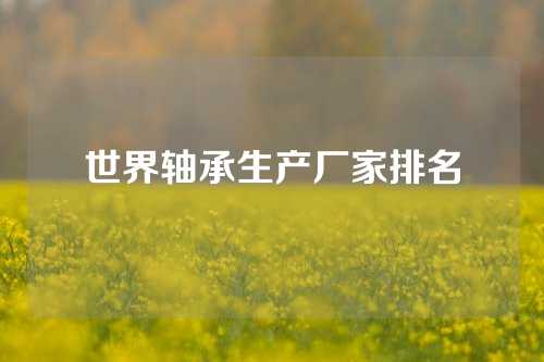 世界軸承生產(chǎn)廠家排名