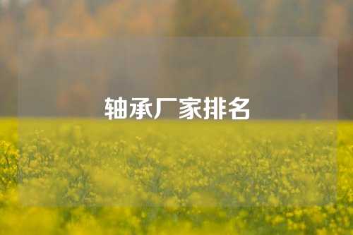 軸承廠家排名