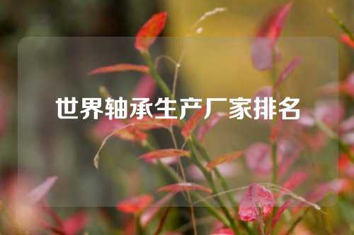 世界軸承生產(chǎn)廠家排名