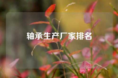 軸承生產(chǎn)廠家排名